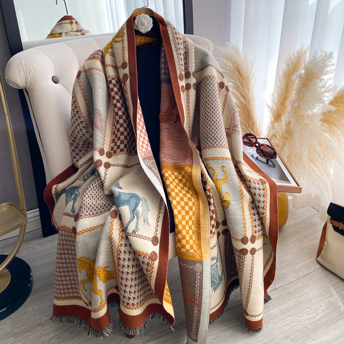 Aieta Pashmina Scarf Brown