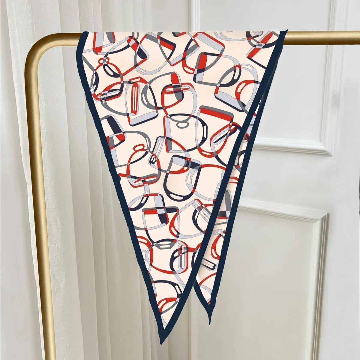 Stirrups Beige Silk Diamond Scarf