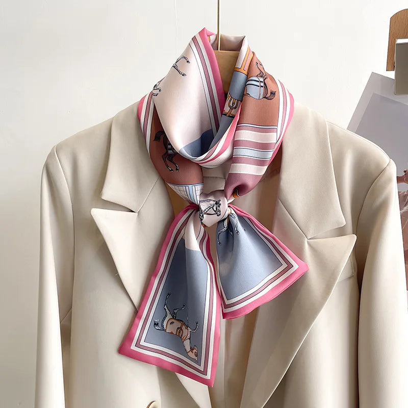 Tulay Pink Long Twilly Scarf