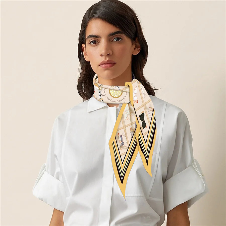Tersa Beige Silk Diamond Scarf