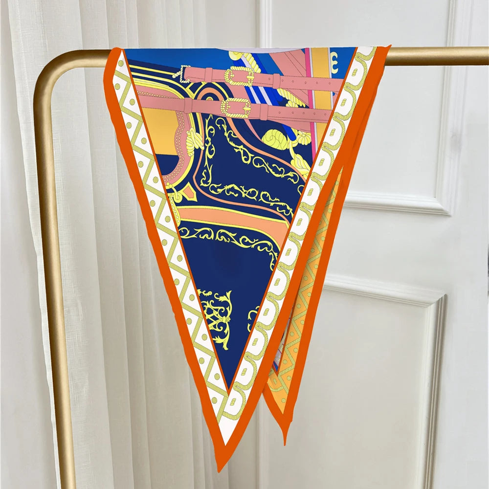 Carriage Wheel Orange Silk Diamond Scarf