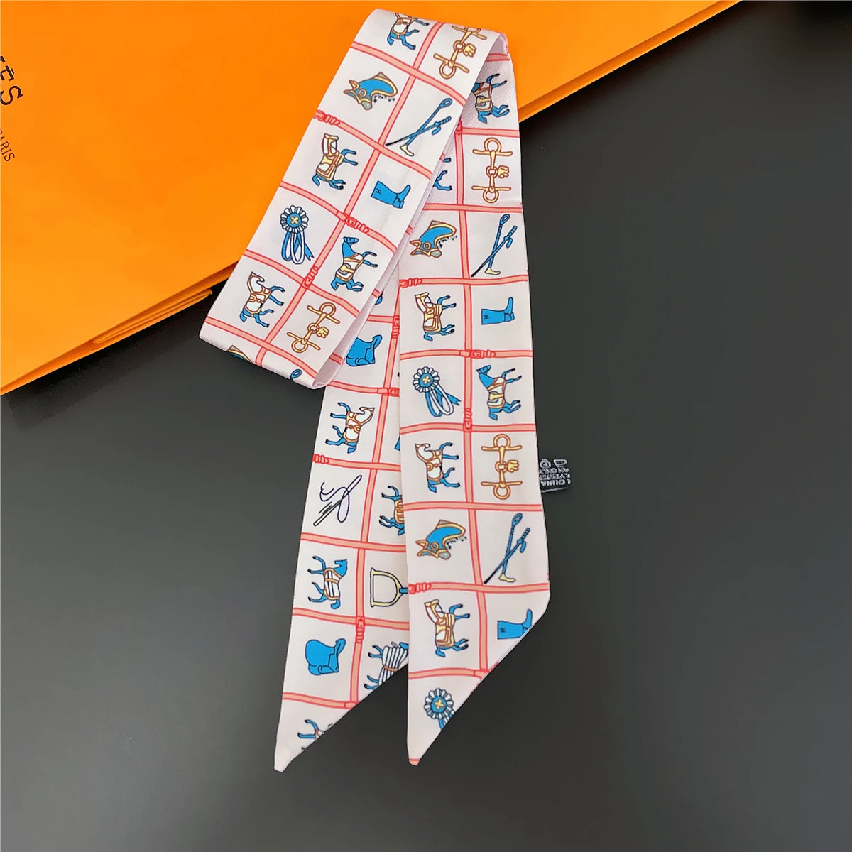 Nada White & Blue Twilly Skinny Scarf