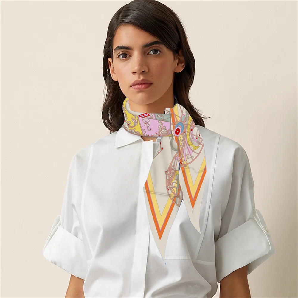 Four-Wheeled Carriage Khaki Silk Diamond Scarf