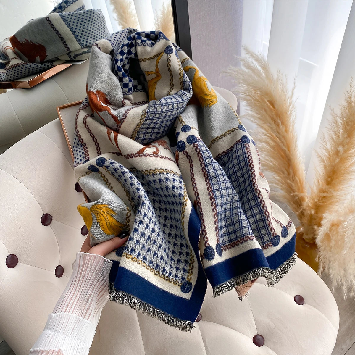 Aieta Pashmina Scarf Blue