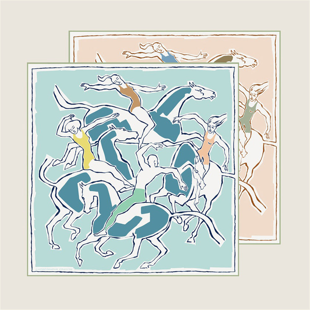 Horse Dancer Blue Double Print Scarf / 90cm