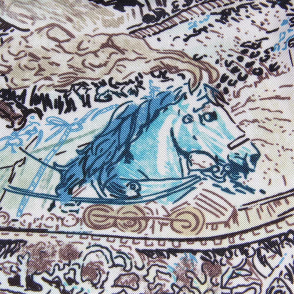 Foreast City Blue Silk Scarf / 90cm