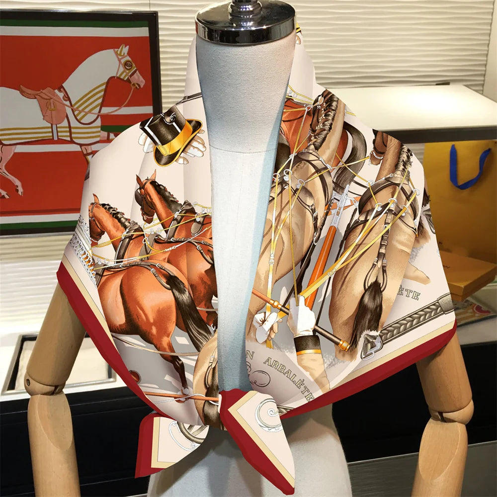 Carriage Horses Silk Scarf / 90cm