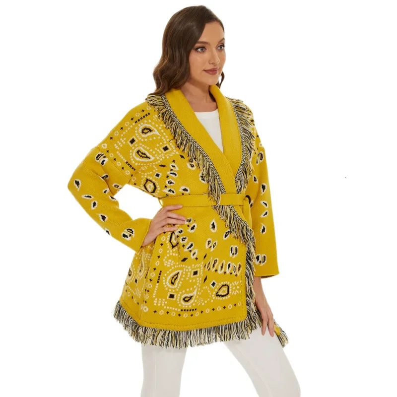 Yellow Ahanu Oversized Cardigan Jacket