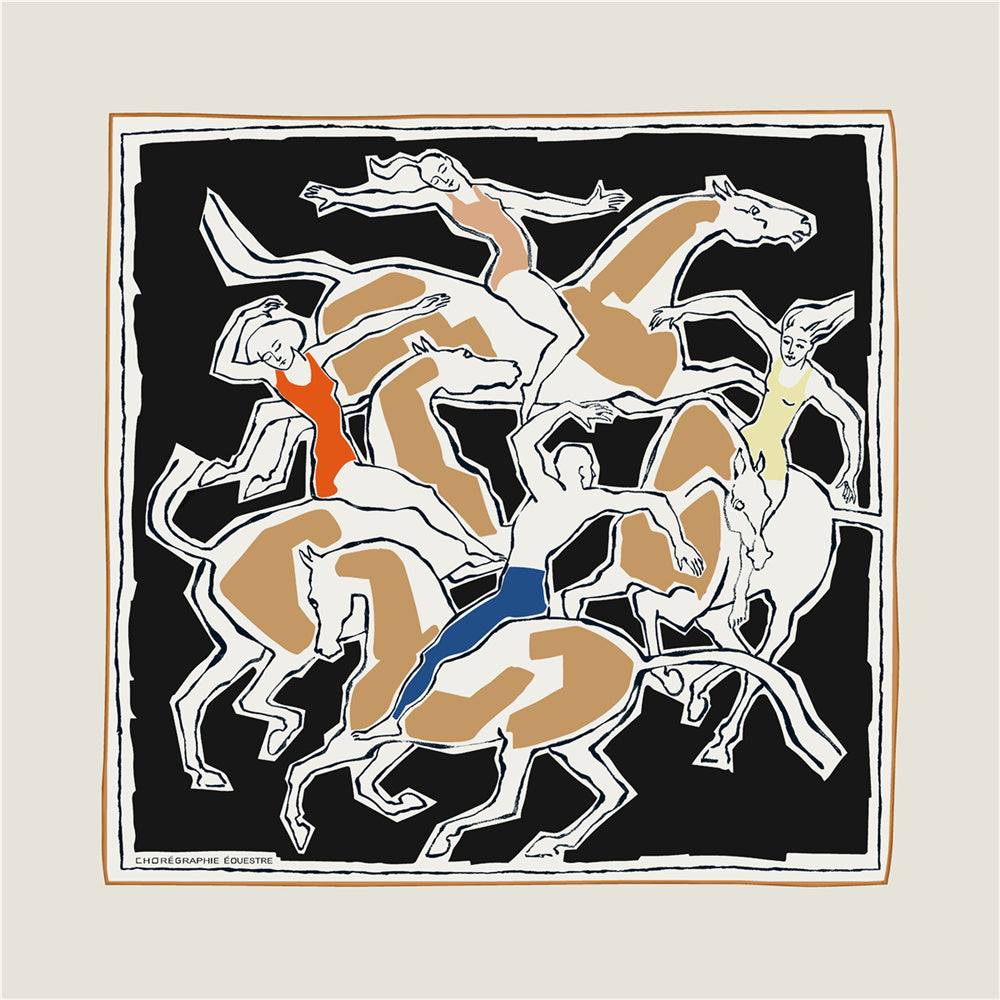 Horse Dancer Black Double Print Scarf / 90cm
