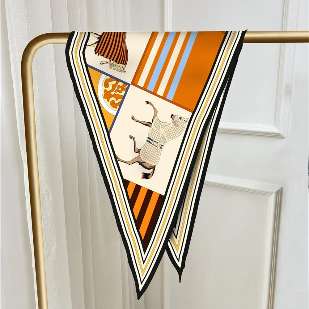 Adrina Orange Silk Diamond Scarf