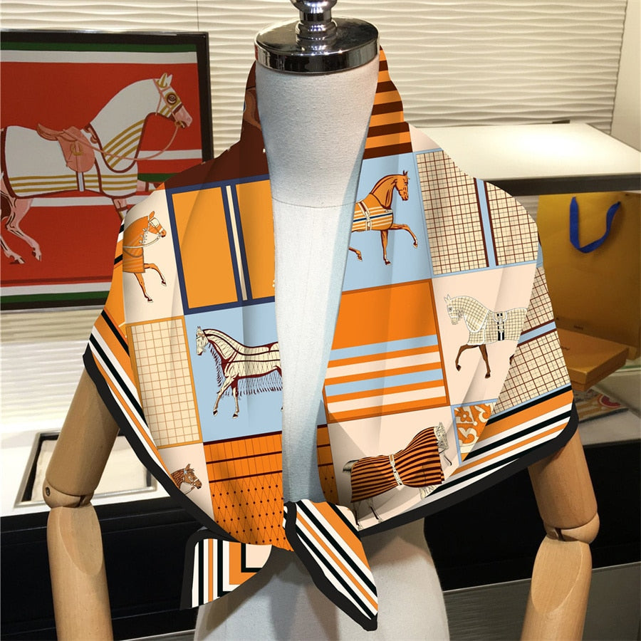 Adrina Silk Scarf Brown / 90cm