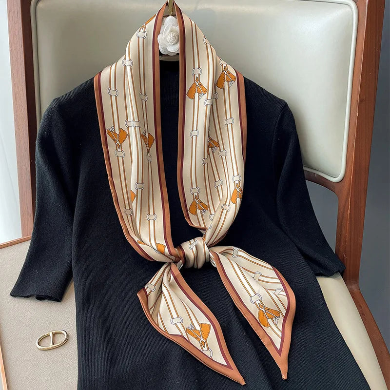 Shilin Beige Long Twilly Scarf