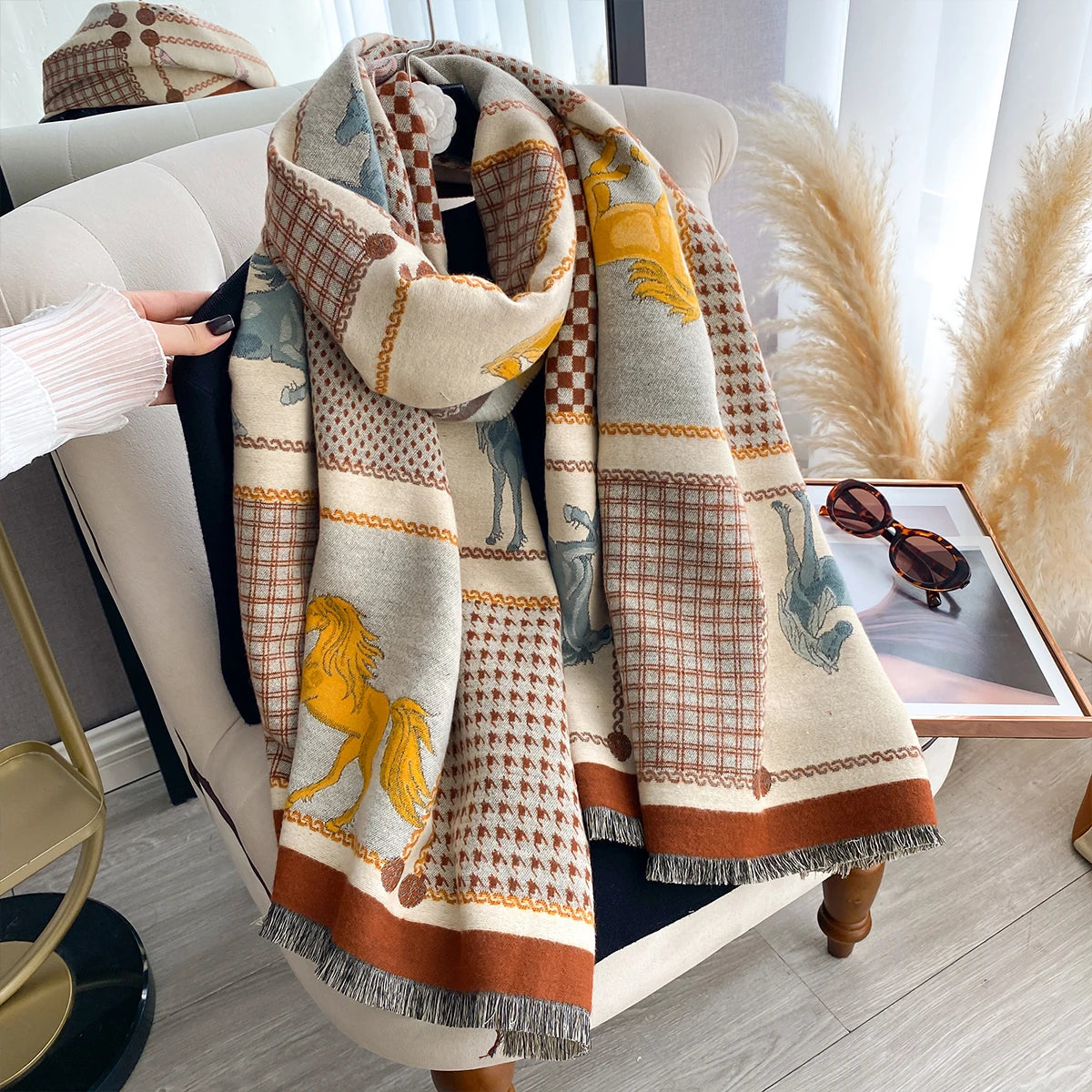 Aieta Pashmina Scarf Brown