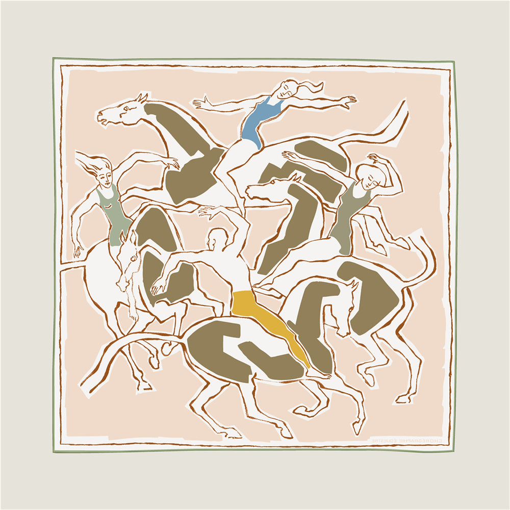 Horse Dancer Blue Double Print Scarf / 90cm