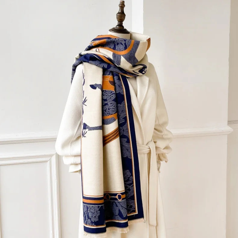 Aria Pashmina Scarf Navy