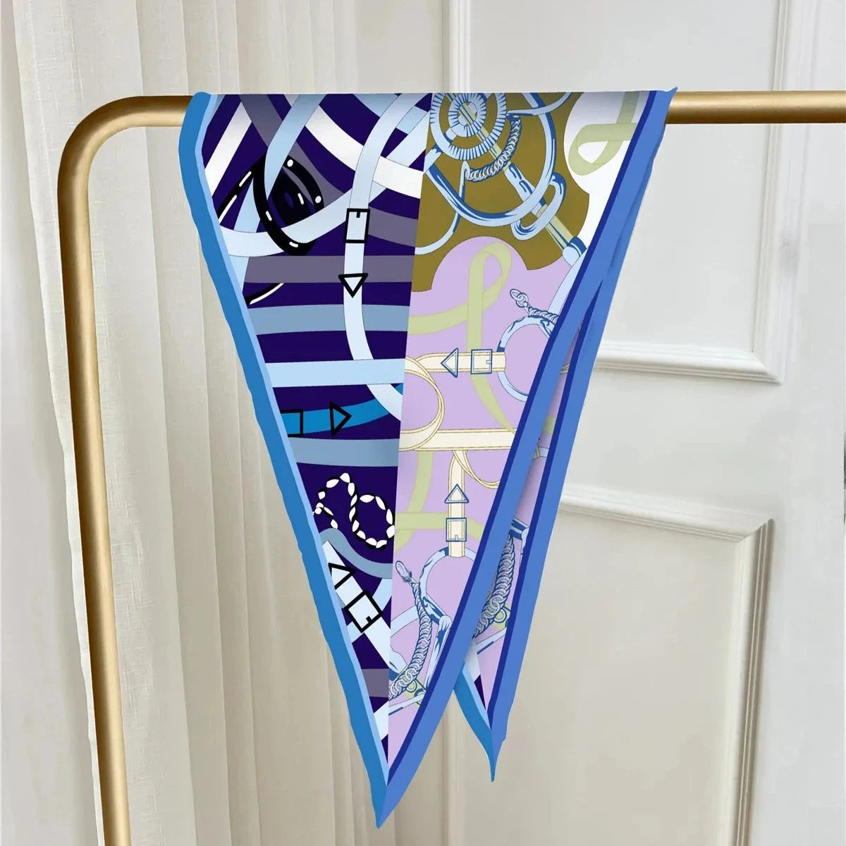 Reins Blue Silk Diamond Scarf
