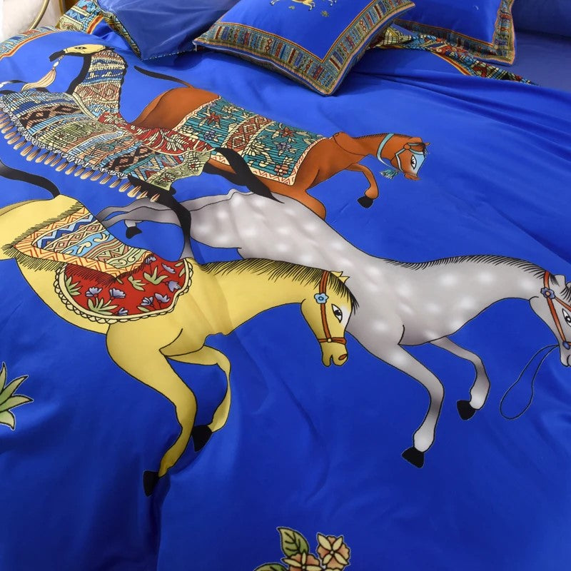 4-Piece Sateen Bedding Set (Gabriel / Blue)