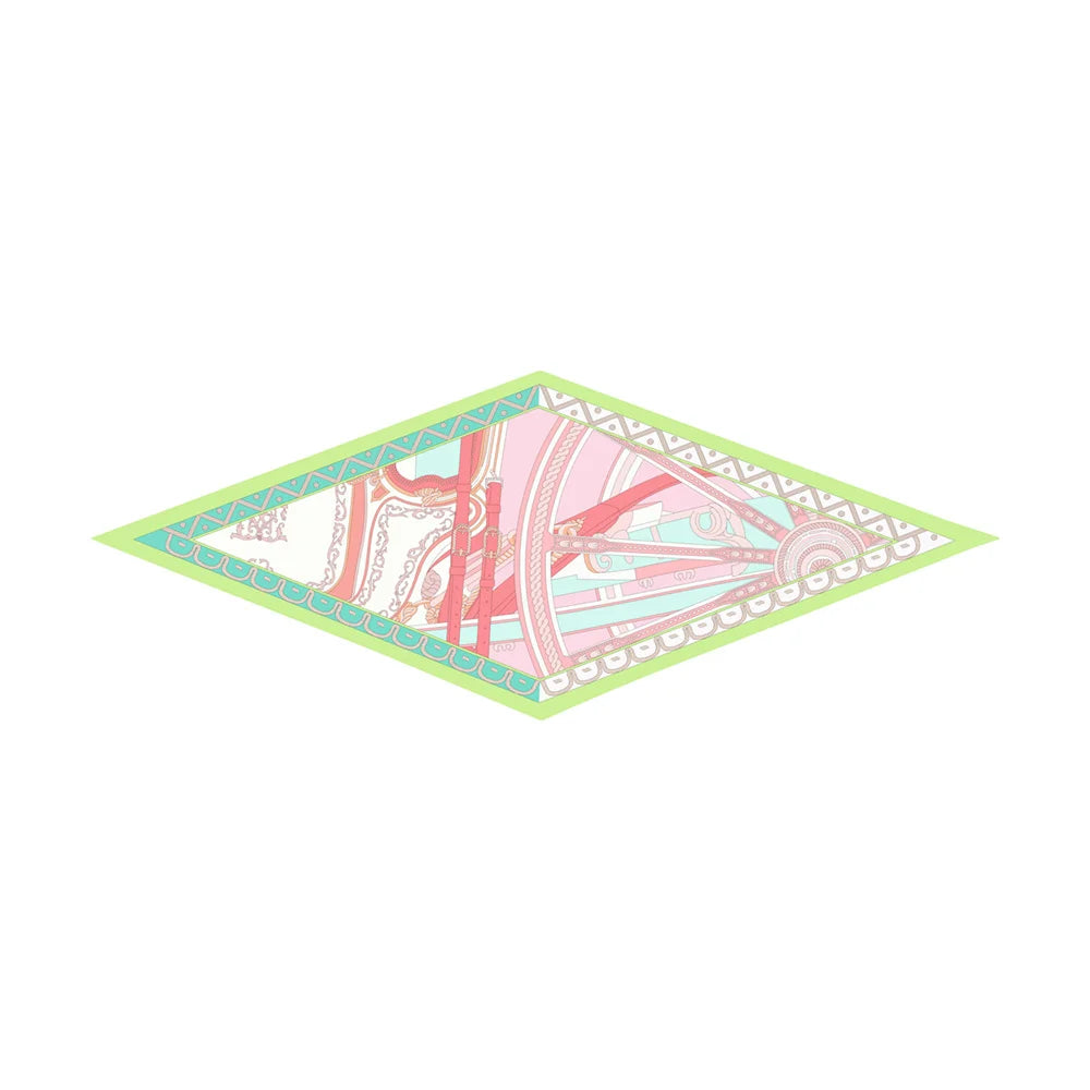 Carriage Wheel Green Silk Diamond Scarf
