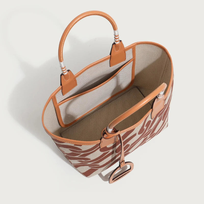 Stella Small Canvas & Leather Tote Bag / Colorful