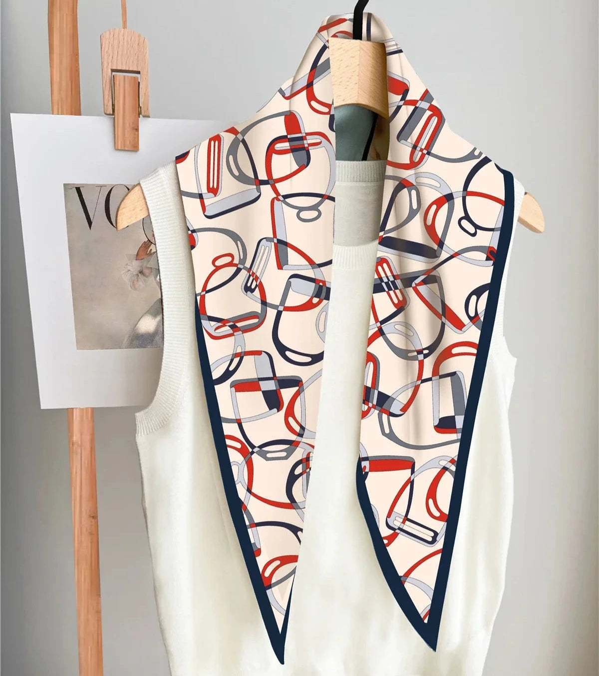 Stirrups Beige Silk Diamond Scarf