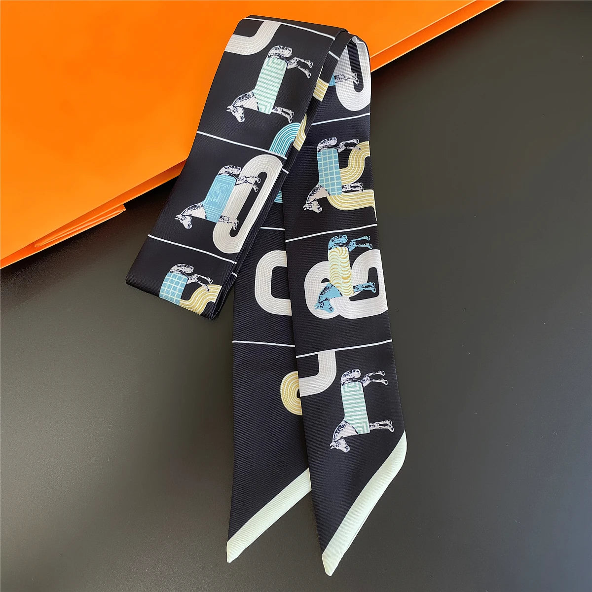 Seka Black Twilly Skinny Scarf