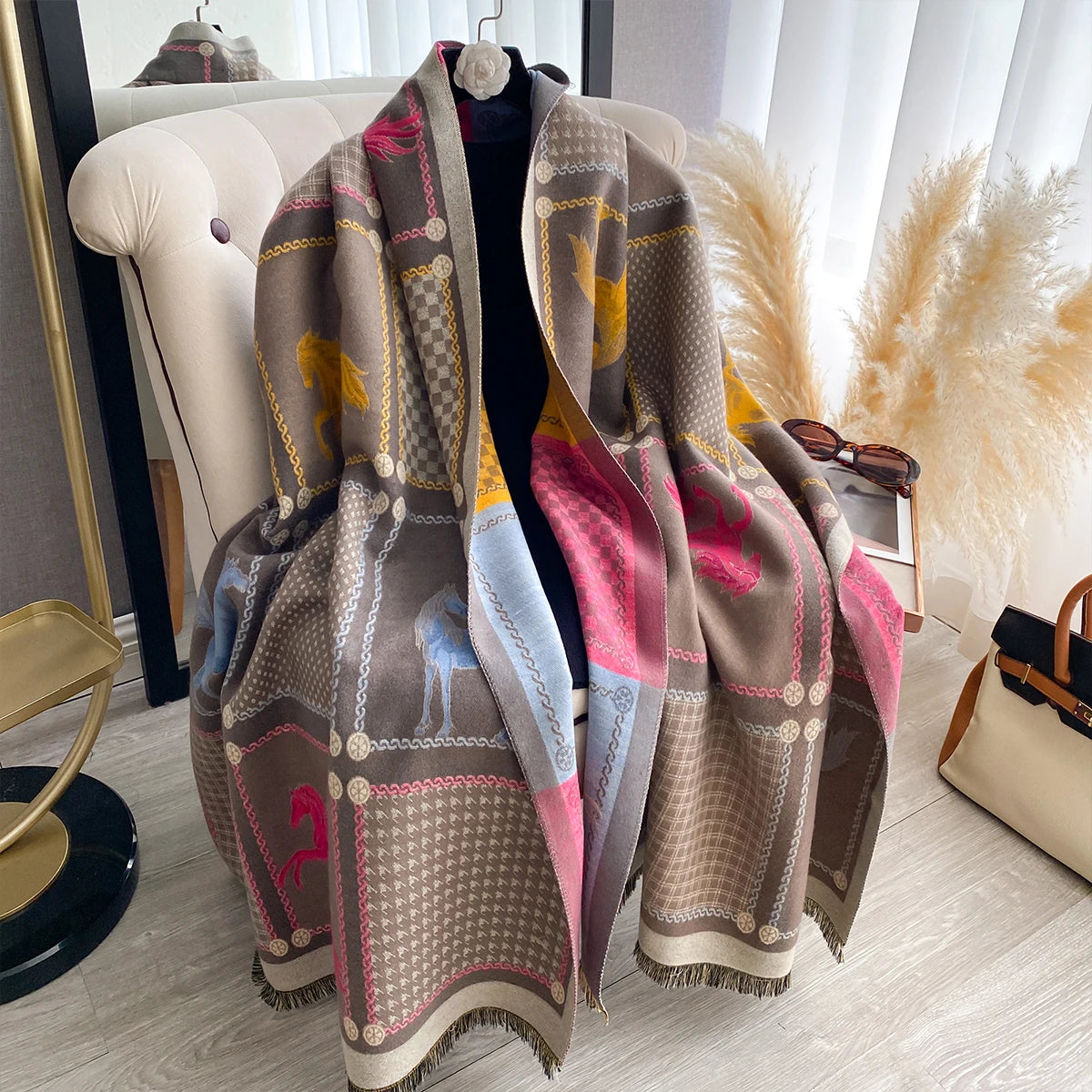 Aieta Pashmina Scarf Khaki