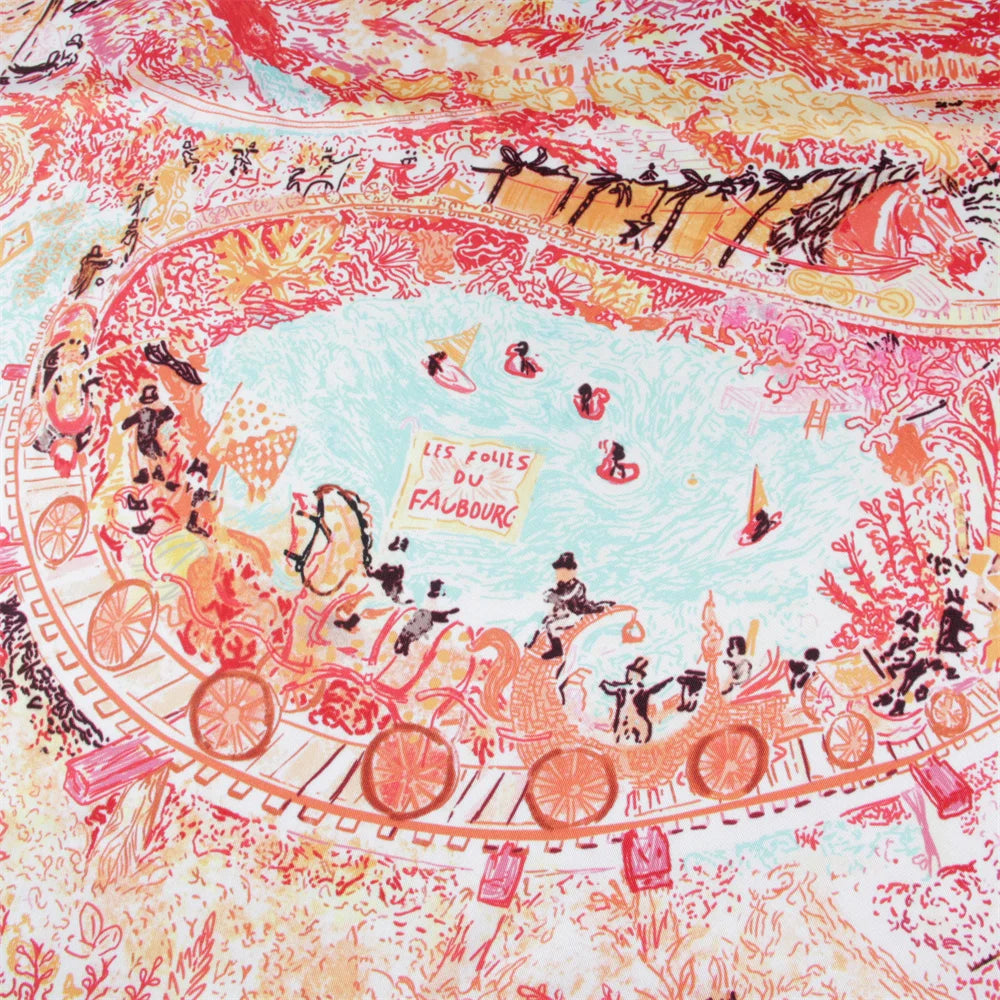 Foreast City Orange Silk Scarf / 90cm