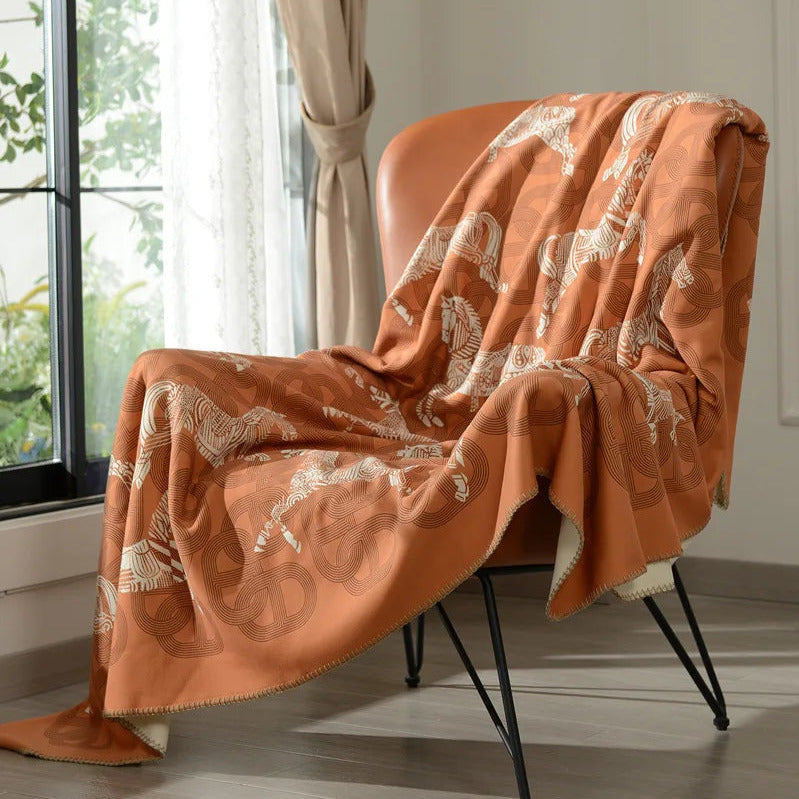 Baldassare Horse Print Blanket Orange