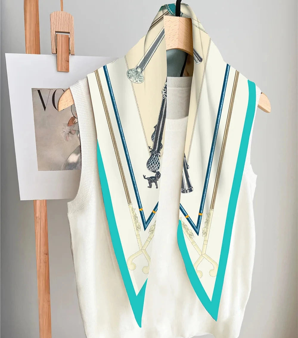 Sienna Beige Silk Diamond Scarf