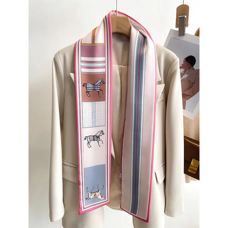 Tulay Pink Long Twilly Scarf