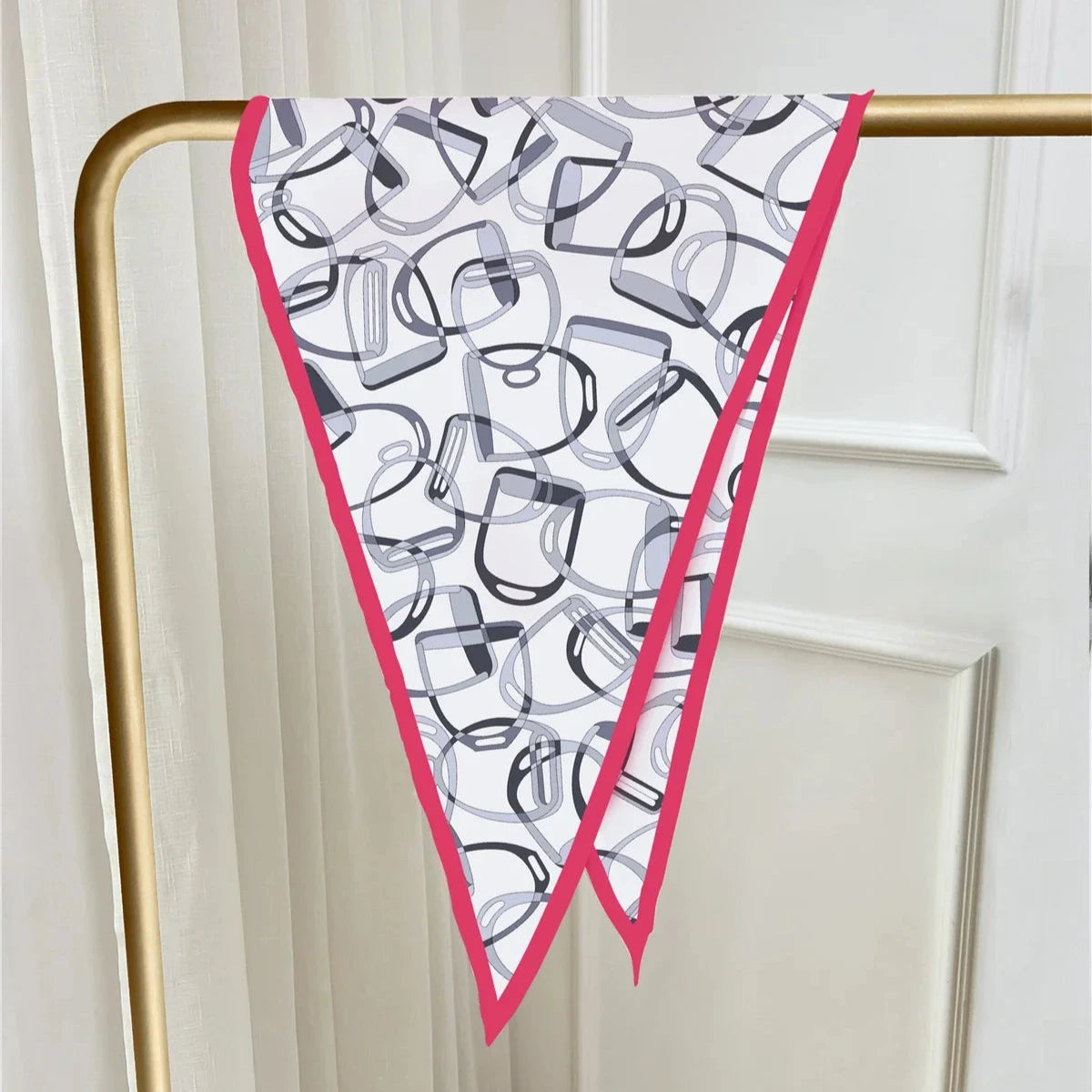 Stirrups Gray Silk Diamond Scarf