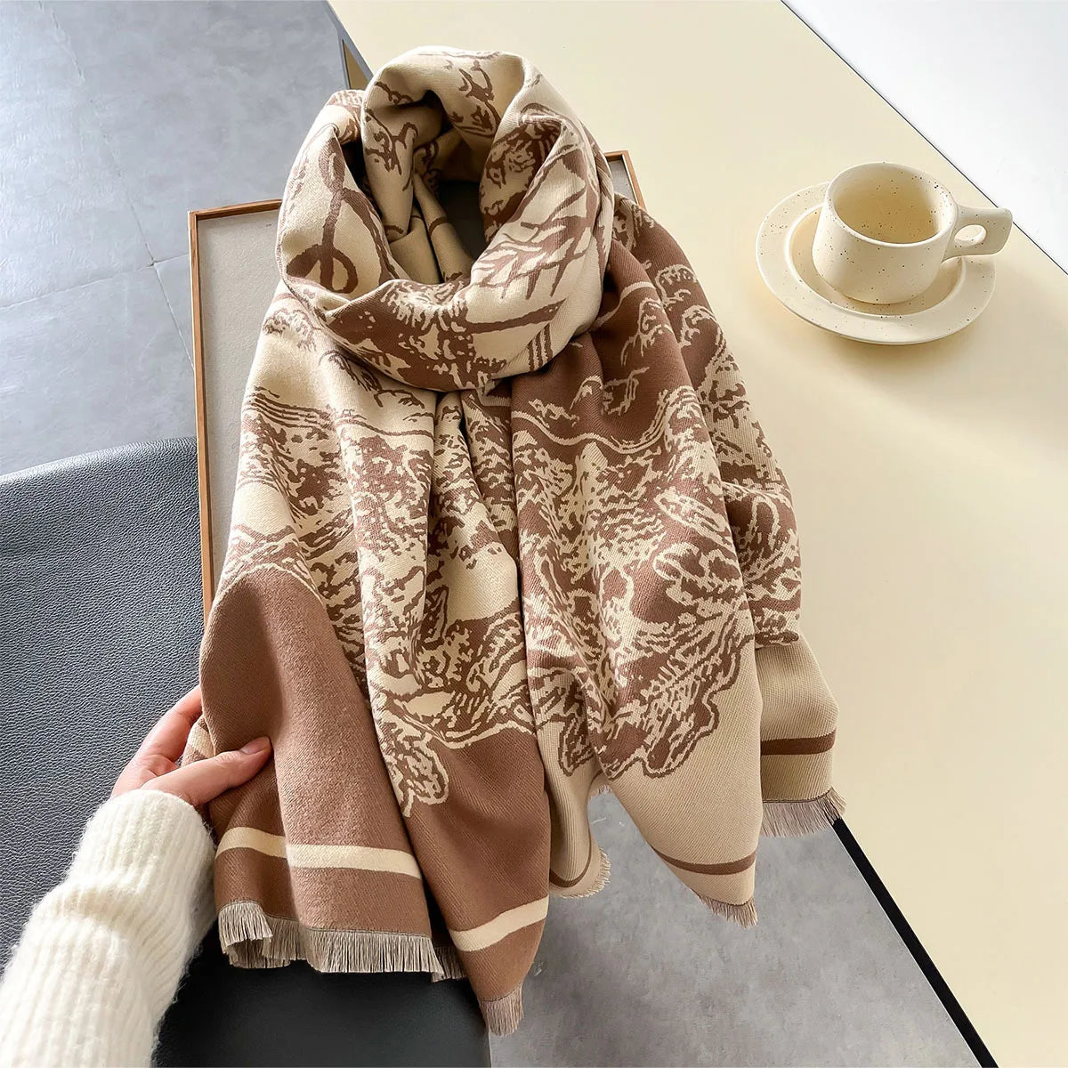 Alda Pashmina Scarf Khaki