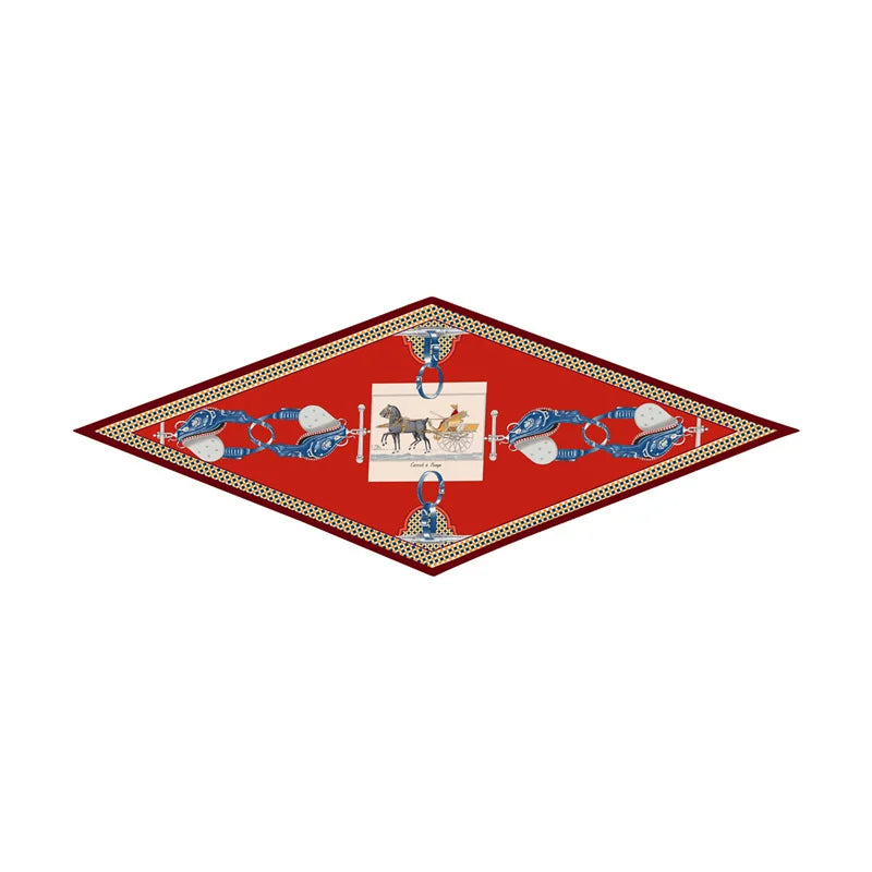 Carriage & Saddle Red Silk Diamond Scarf