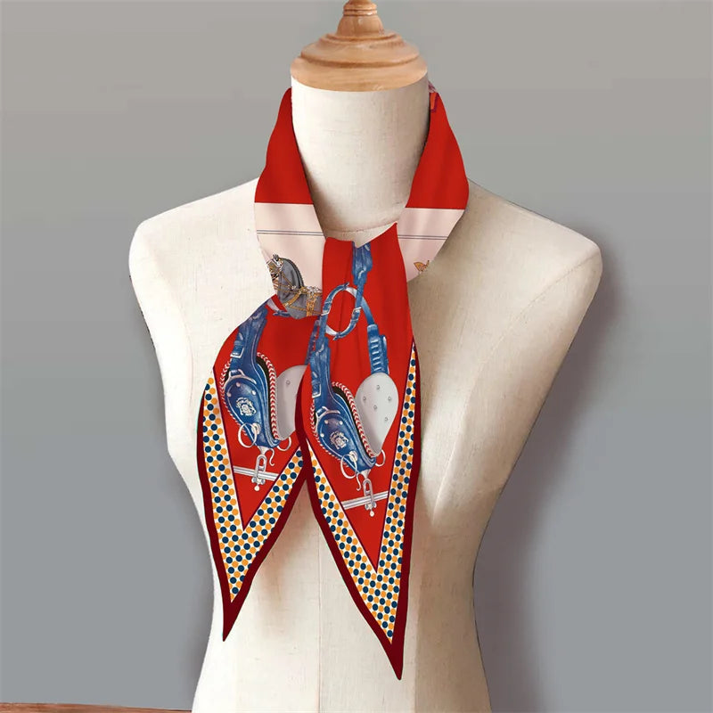 Carriage & Saddle Red Silk Diamond Scarf