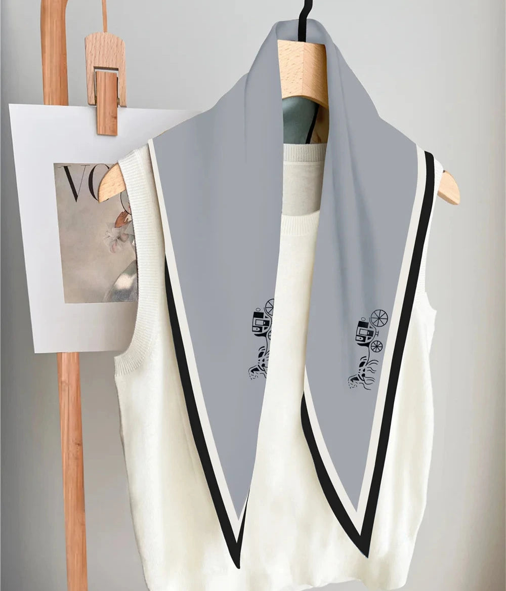 Carriage Gray Silk Diamond Scarf
