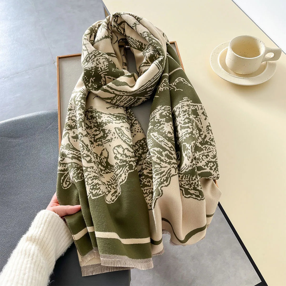 Alda Pashmina Scarf Green