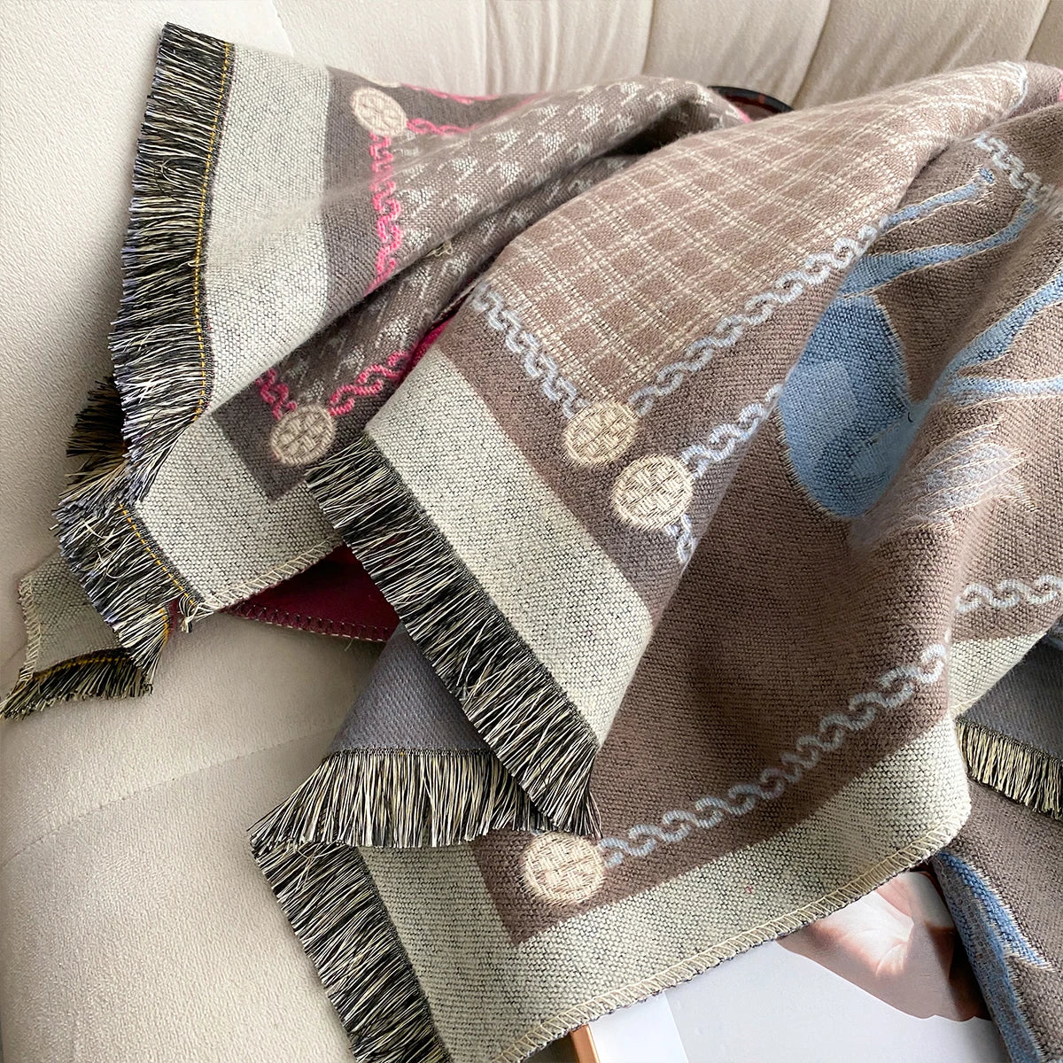 Aieta Pashmina Scarf Khaki