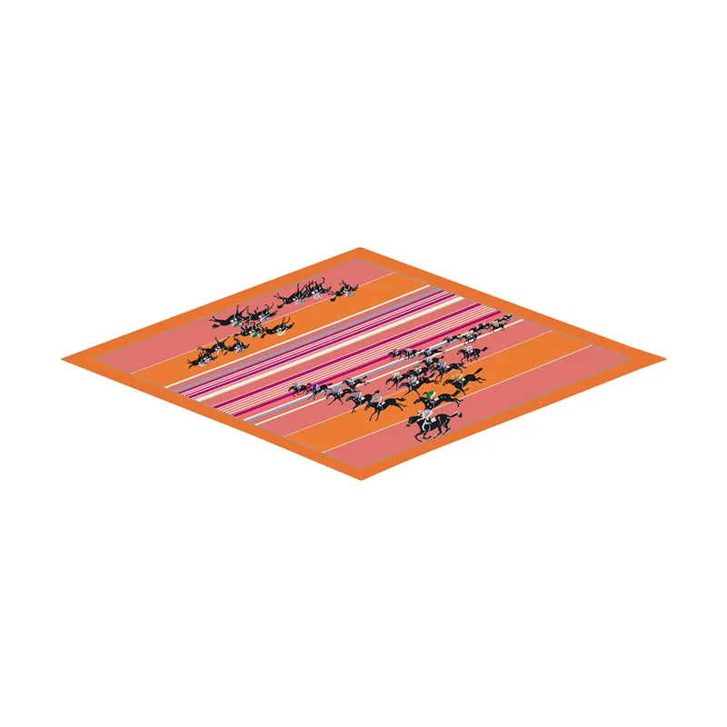 Horse Race Orange Silk Diamond Scarf