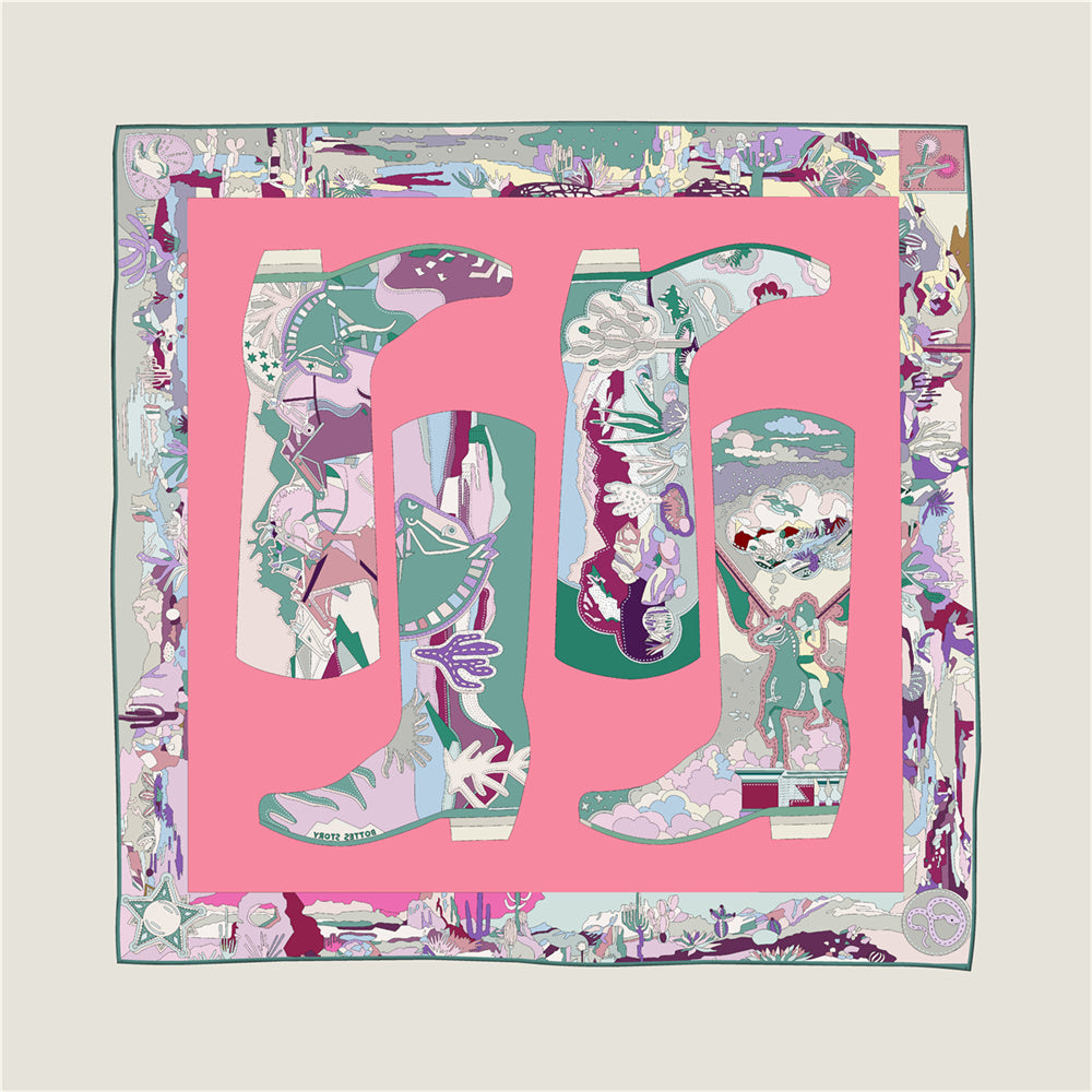 Boots Blue & Pink Double Print Scarf / 90cm