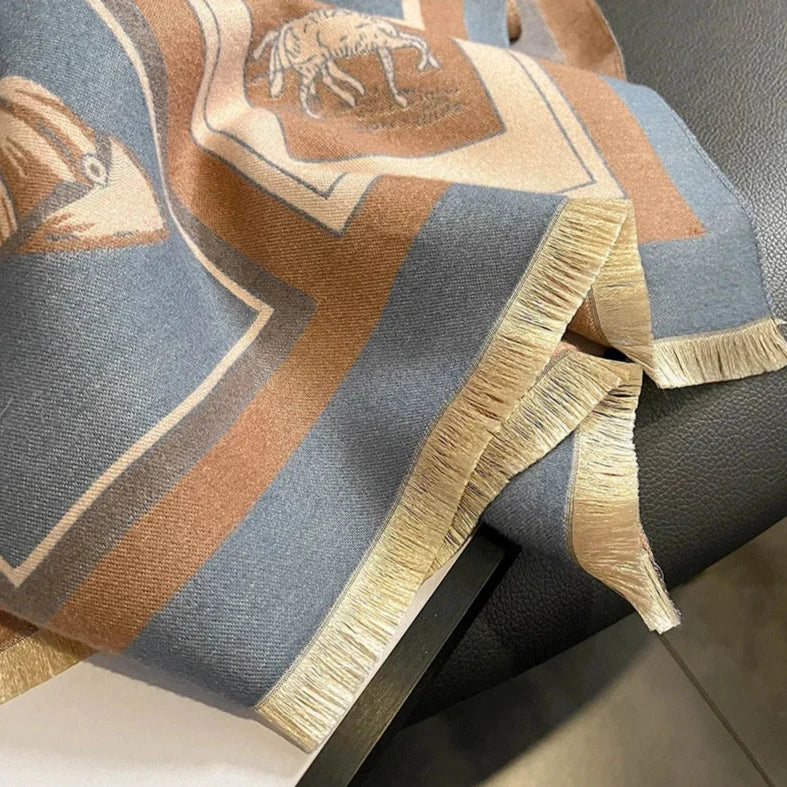 Gaelle Pashmina Scarf Blue & Brown