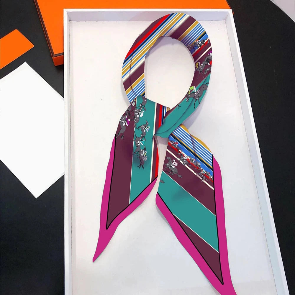 Horse Race Burgundy Silk Diamond Scarf