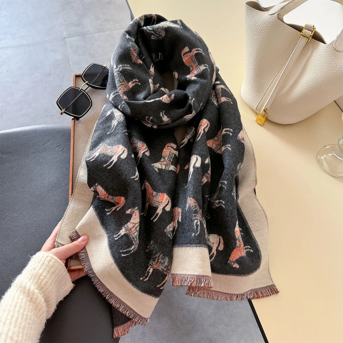 Ludovica Pashmina Scarf Gray