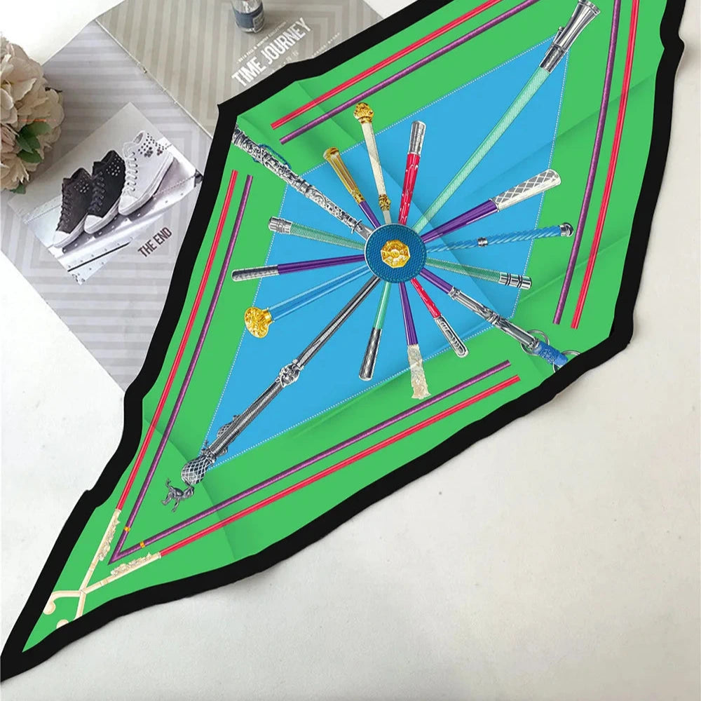 Sienna Green Silk Diamond Scarf