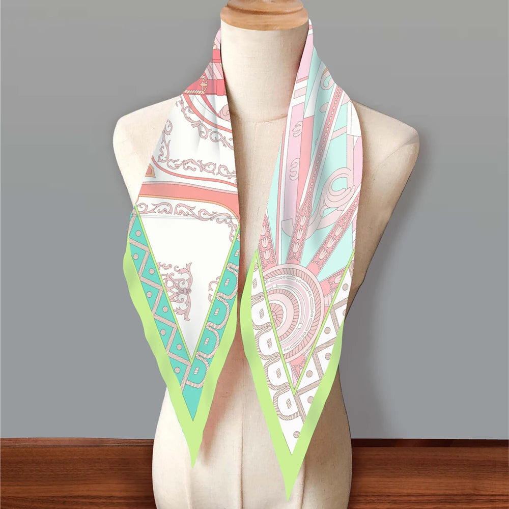 Carriage Wheel Green Silk Diamond Scarf