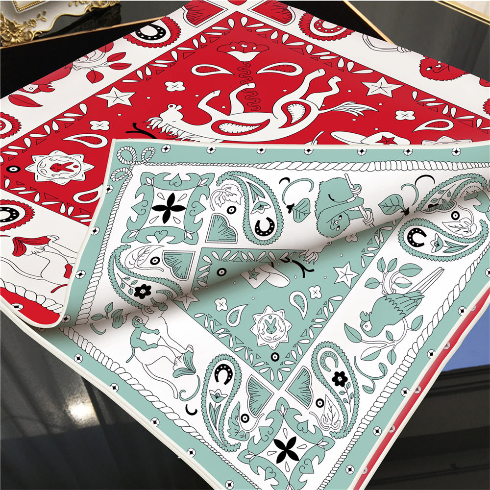 Animals Red Double Print Scarf / 90cm