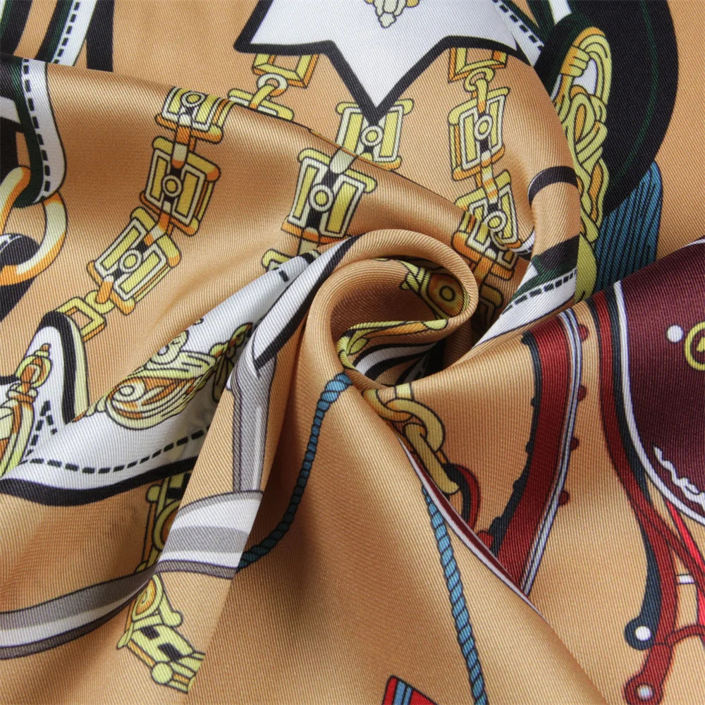 Horse Carriage Brown Silk Scarf / 90cm