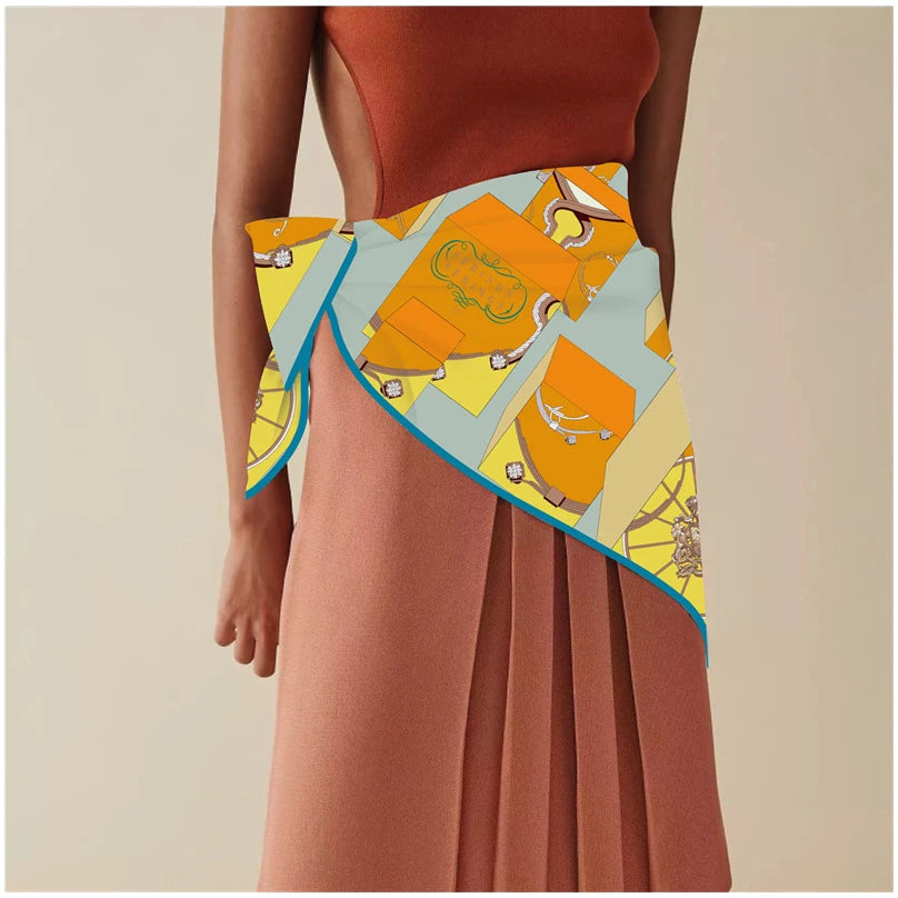 Omera Yellow Silk Scarf / 90cm