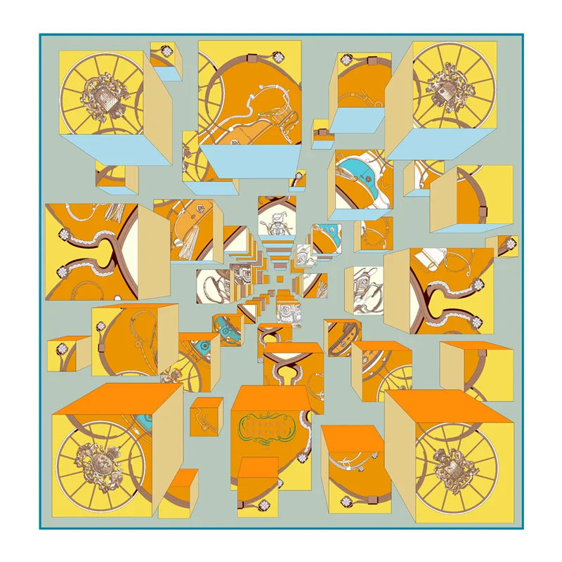 Omera Yellow Silk Scarf / 90cm