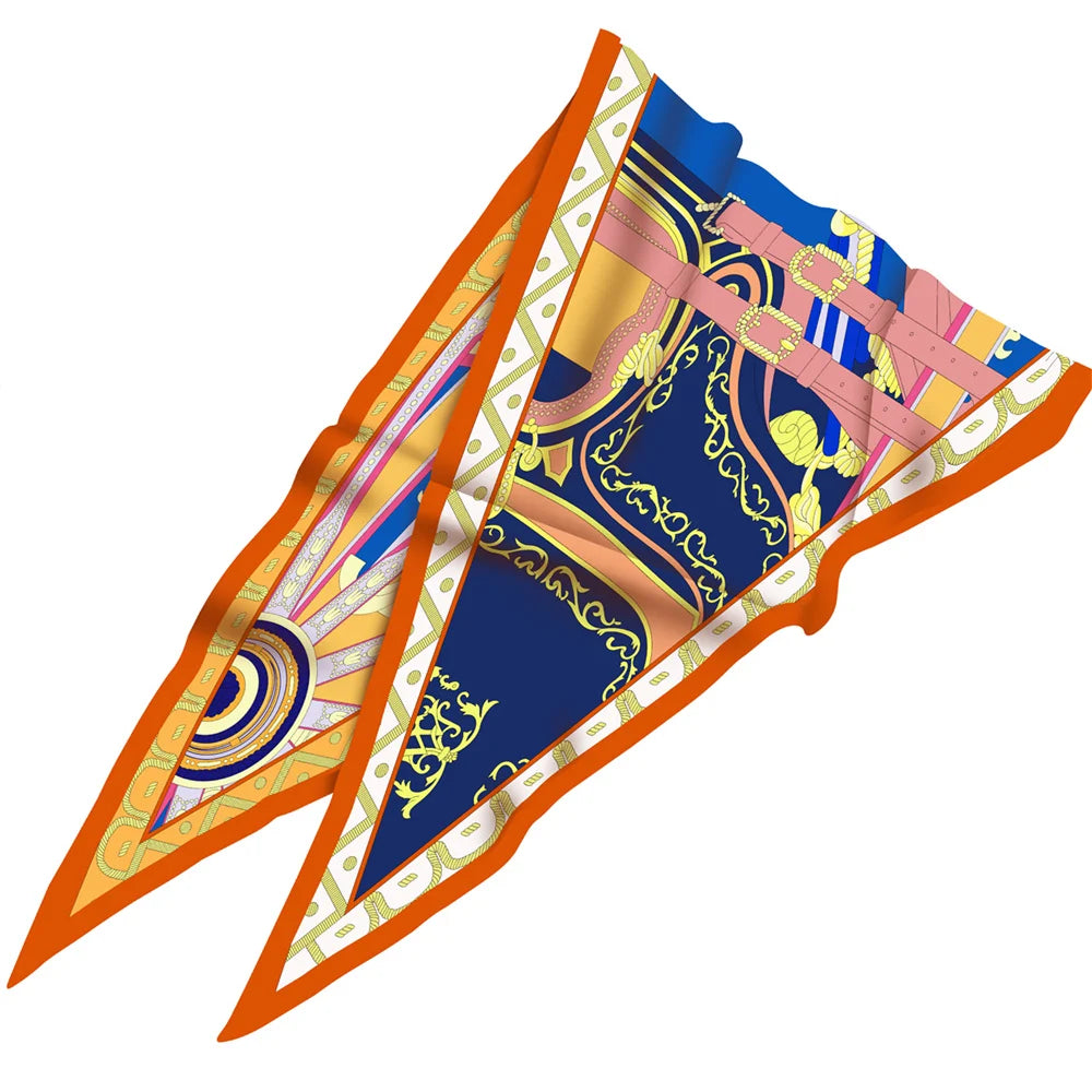 Carriage Wheel Orange Silk Diamond Scarf