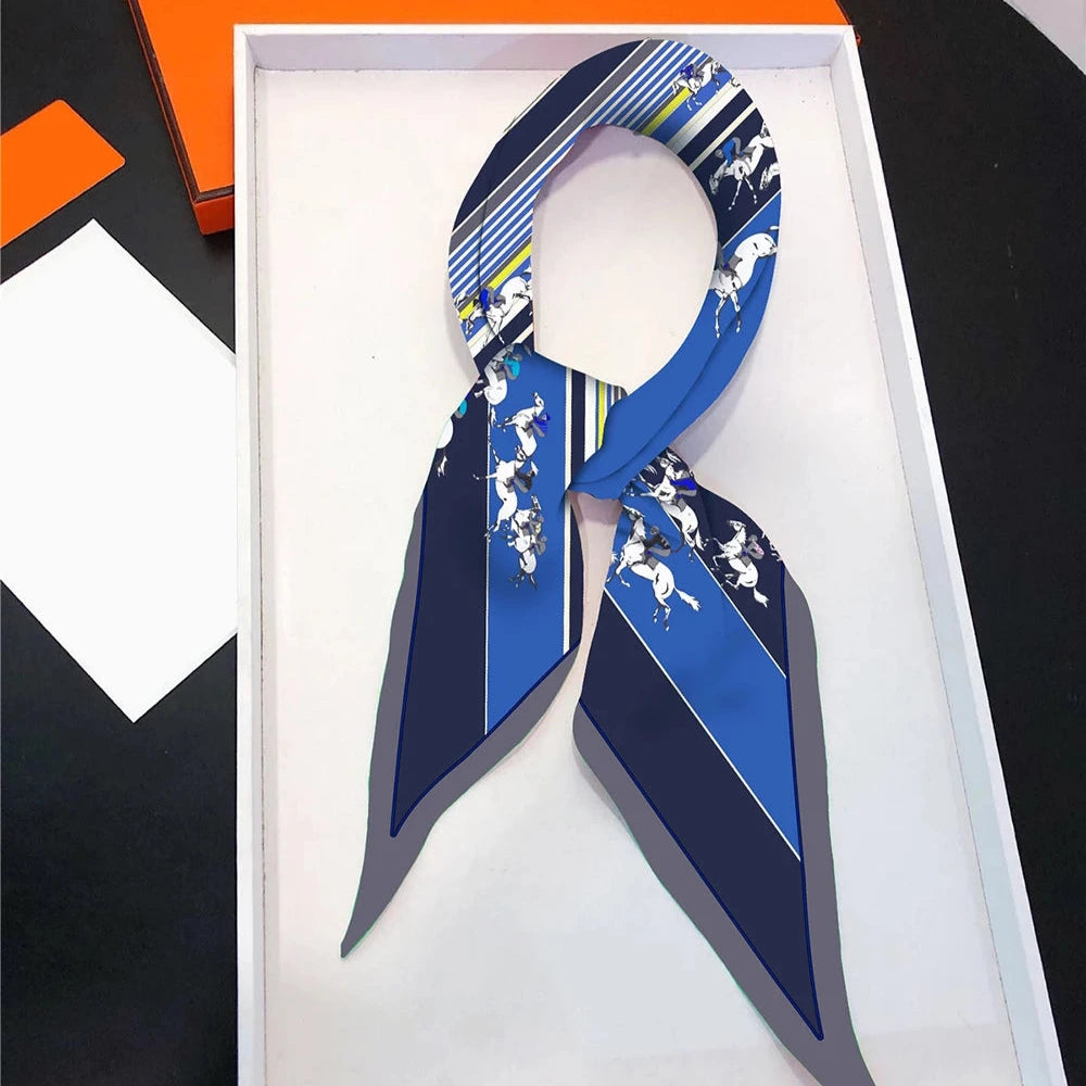 Horse Race Blue Silk Diamond Scarf